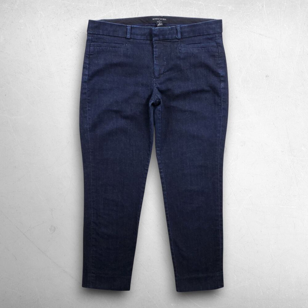 Banana Republic Sloan Crop Denim Pants Women 8 Dk Blue Stretch Smart Casual